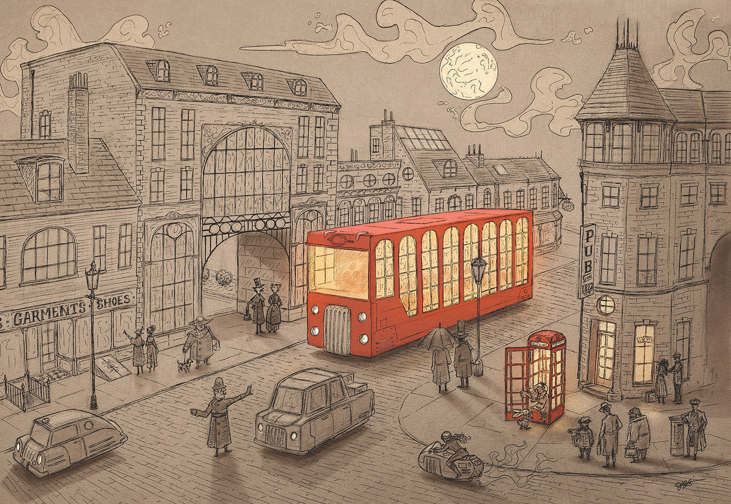 Whimsical London City - Original Art